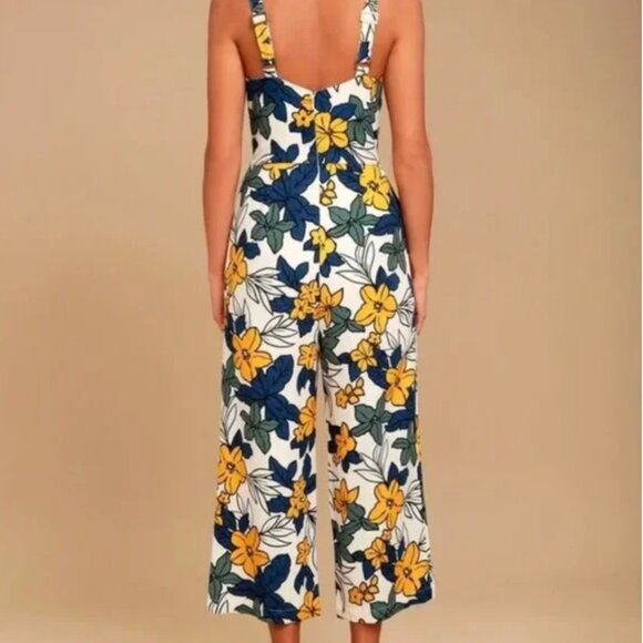 JOA Fiorenza Ivory Floral Print Midi Jumpsuit - Picture 5 of 6